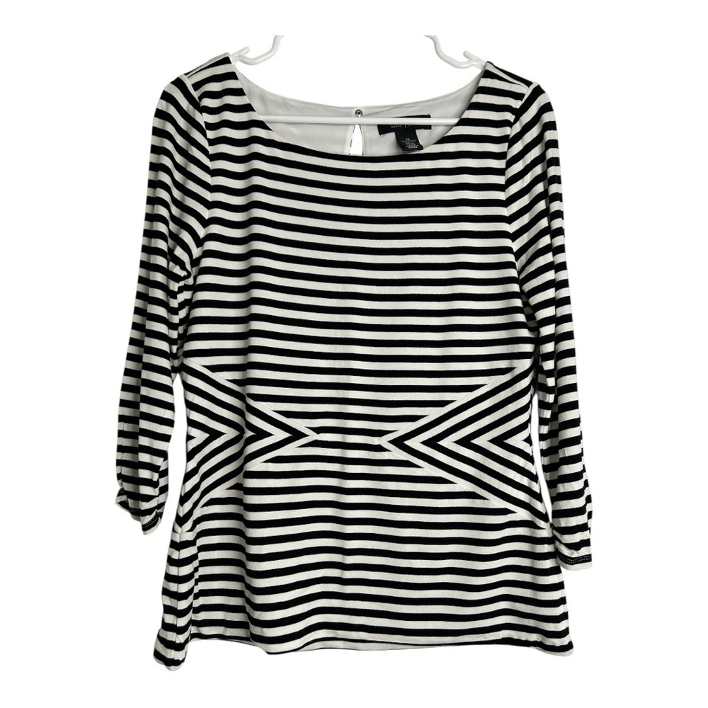 WHBM Women’s Striped Top Size M Sailor Style Coastal Elegant Workwear Casual